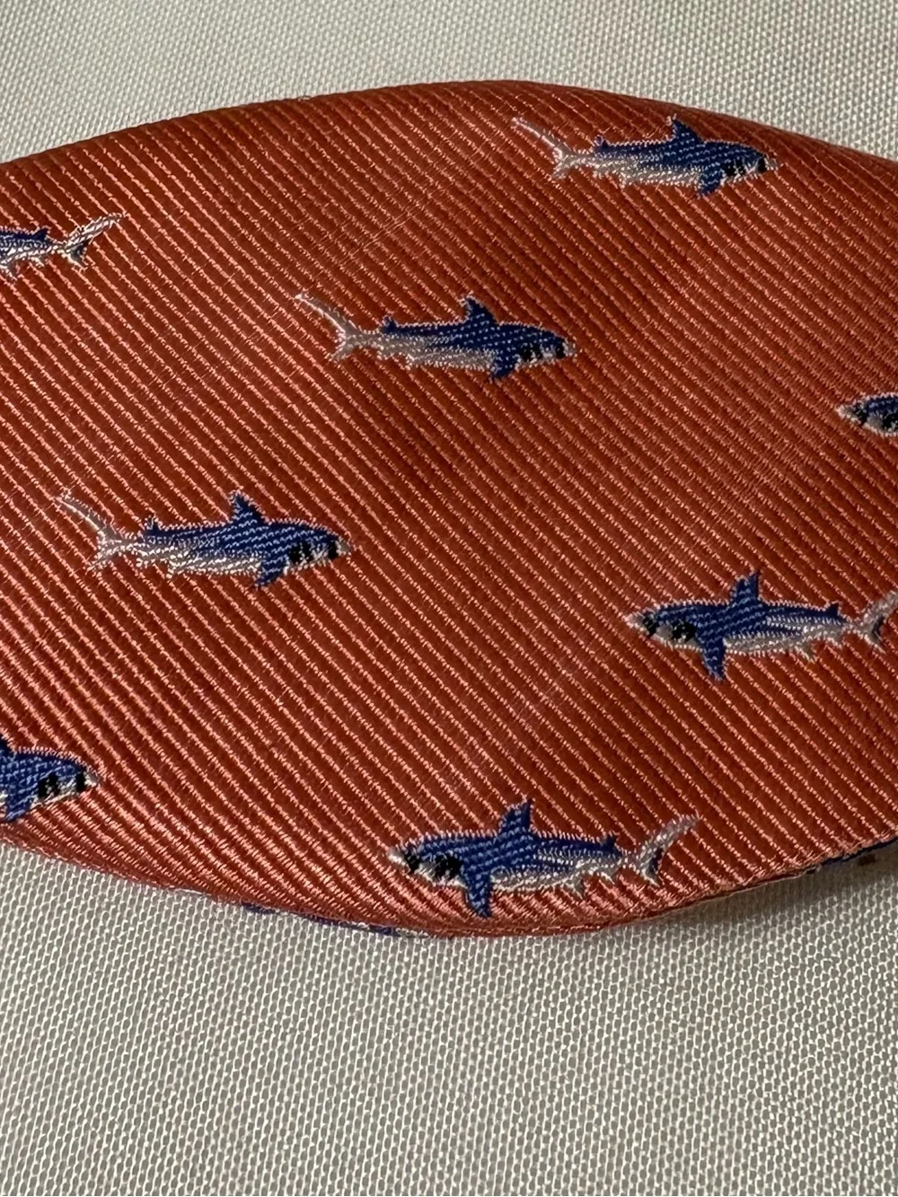 Saddlebred tie Coral‎ Bow Tie with blue shark pattern ocean summer theme NWT